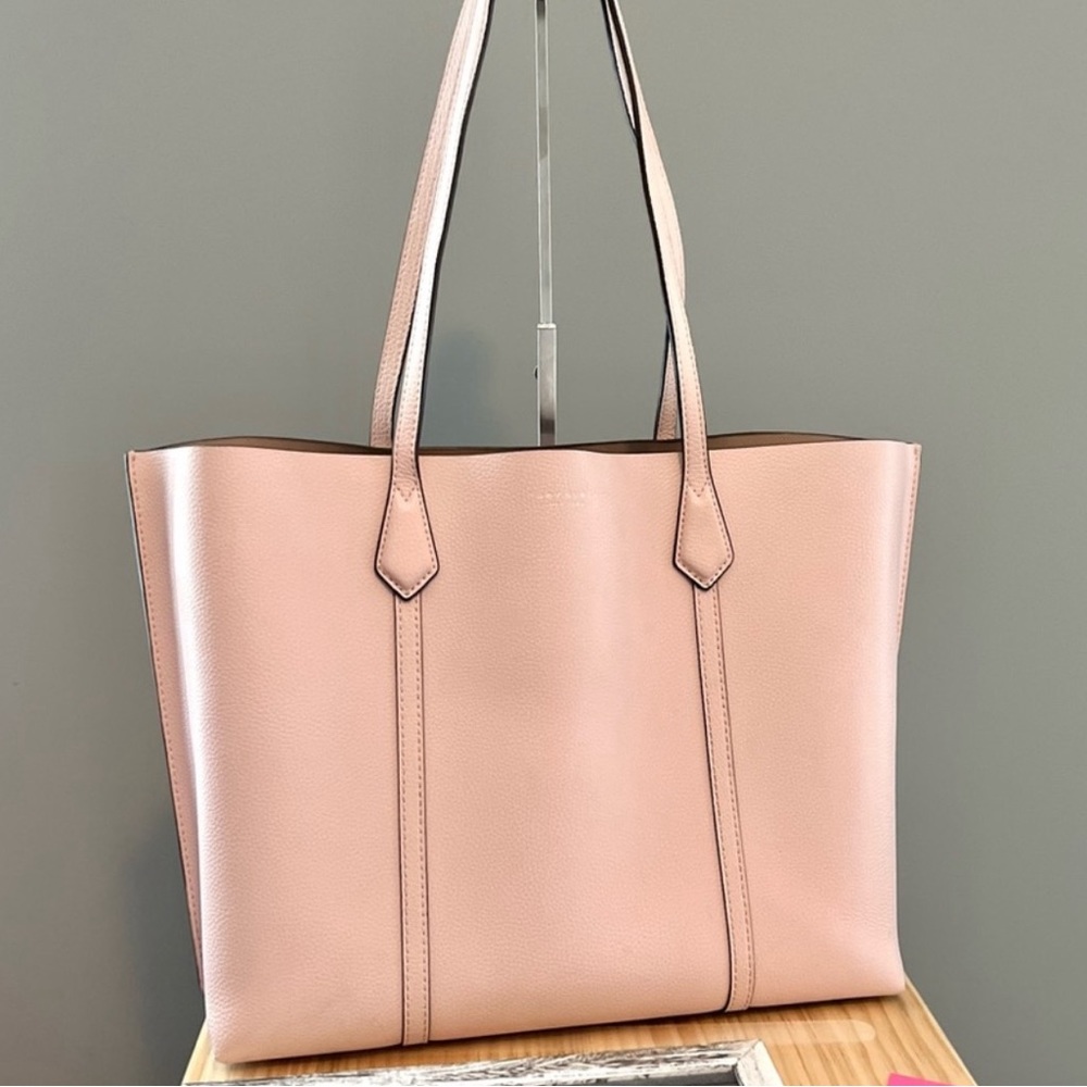 Tory Burch Perry Triple Compartment Tote Bag in Pink Textured Leather - Picture 12 of 14